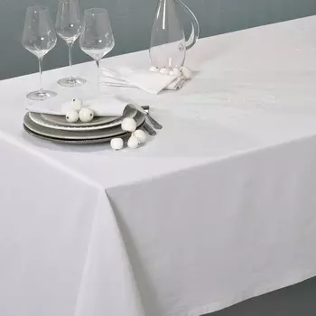 Скатерть из комбинированной ткани с шитьем и перфорацией L BRODÉ