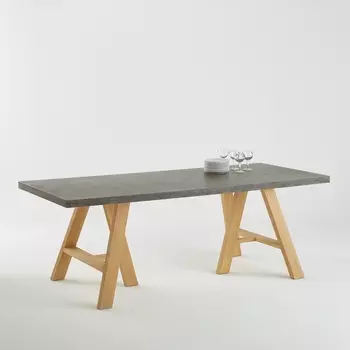 Стол на 8 персон, столешница с эффектом под бетон, CONCRITE
