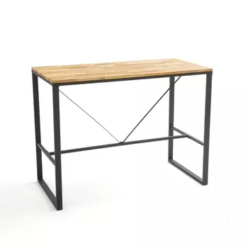 Стол высокий в промышленном стиле на 4 персоны из дуба и стали, Hiba