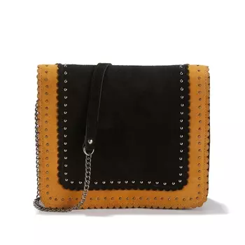 Сумка кожаная двухцветная с клапаном