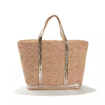 Сумка-шоппер из рафии блестками