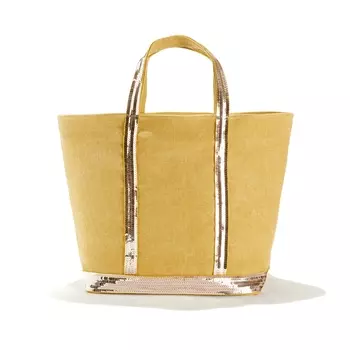 Сумка-шоппер среднего размера из льна с блестками