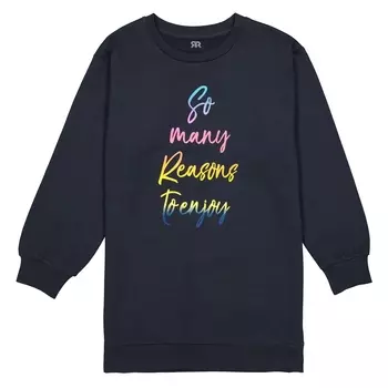 Свитшот длинный с рисунком спереди из мольтона, 10-18 лет