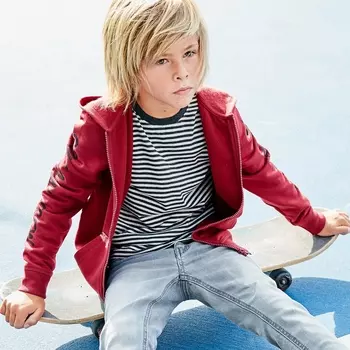 Свитшот на молнии с рисунком на рукавах и капюшоне 3-12 лет