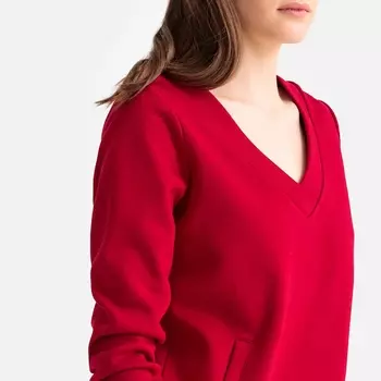 Свитшот с V-образным вырезом, карманами и длинными рукавами