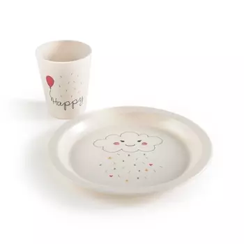 Тарелка и стакан из бамбука HAPFI