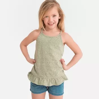 Топ на тонких бретелях с низом с воланом 3-12 лет
