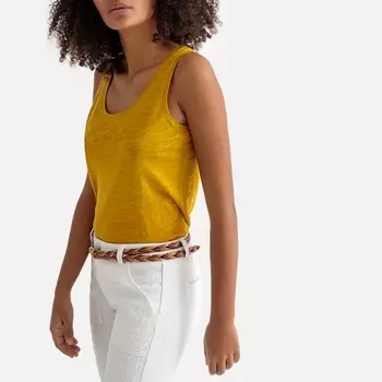 Топ с круглым вырезом из льна