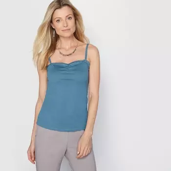 Топ с тонкими бретелями из хлопка и модала