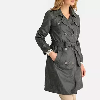 Тренчкот из ткани с эффектом под кожу животного