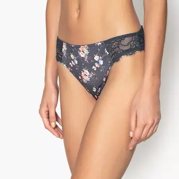 Трусы-слипы с рисунком из микрофибры и кружева