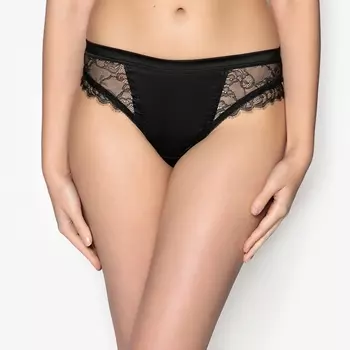 Трусы-стринги из сатина и кружева