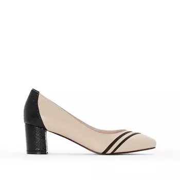 Туфли кожаные на широком каблуке