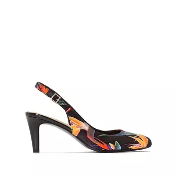 Туфли открытые на каблуке с экзотическим принтом