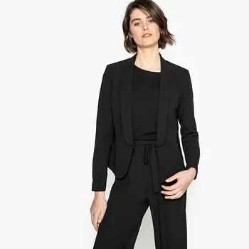 Жакет-блейзер тонкий с поясом и большим шалевым воротником