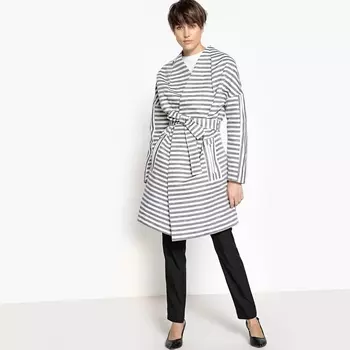 Жакет длинный свободного покроя в стиле кимоно с поясом