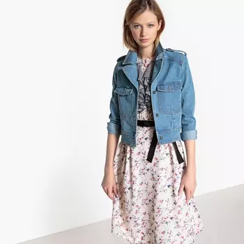 Жакет короткий приталенный из джинсовой ткани