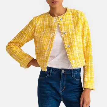 Жакет короткий прямого покроя из жаккарда