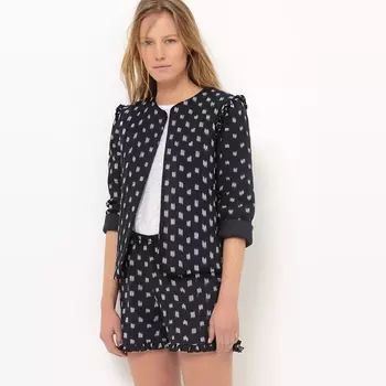 Жакет короткий с рисунком и воланами