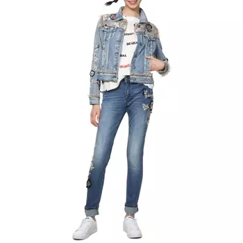 Жакет прямого покроя с графическим рисунком из джинсовой ткани