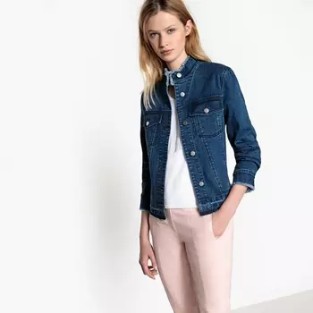 Жакет со стоячим воротником из джинсовой ткани