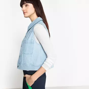 Жилет короткий без рукавов из денима