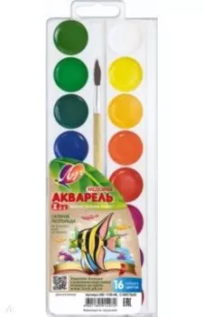 Акварель Zoo, 16 цветов, с кистью