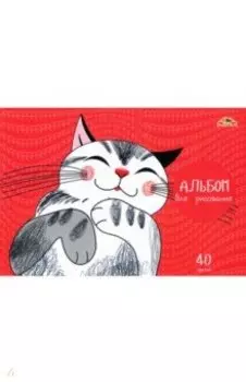 Альбом для рисования Довольный кот, 40 листов