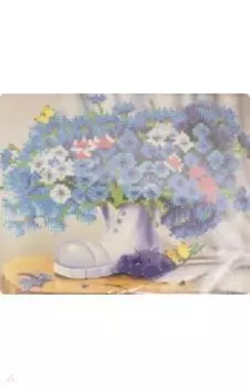 Алмаз.мозаика БУКЕТ ВАСИЛЬКОВ 21х25 см с мольбертом (M-10382)