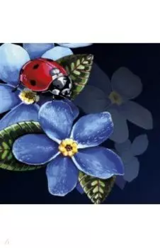 Алмазная мозаика Божья коровка на незабудке, с подрамником