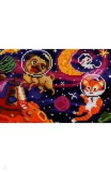 Алмазная мозаика. Космическое путешествие питомцев