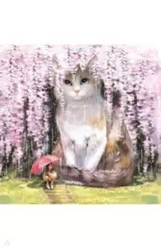 Алмазная мозаика Кот в сакуре