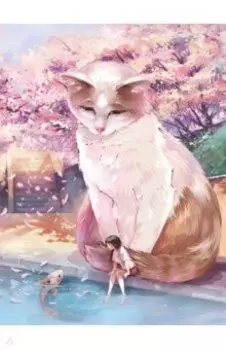 Алмазная мозаика Кот в сакуре