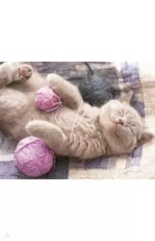 Алмазная мозаика Котенок с клубком, с подрамником, 30х40 см