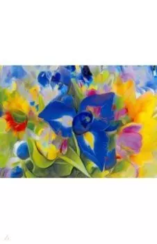 Алмазная мозаика Красивые сиреневые и желтые цветы