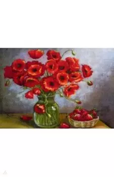 Алмазная мозаика. Маки и клубника