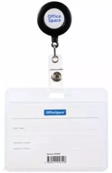 Бейдж горизонтальный с держателем-рулеткой, 100х80 мм