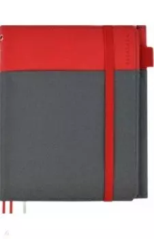 Бизнес-органайзер 80 листов, 19x23,2 см, ТРАВЕРТИН КРАСНЫЙ + ПОЛИЭСТЕР СЕРЫЙ (50316)
