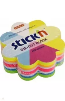 Блок для записей Цветок, самоклеящийся, 250 листов, микс неоновых цветов