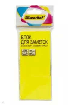 Блок для записей, с клеевым слоем, 100 листов, 3 шт., неоновый желтый
