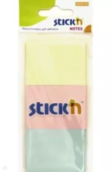 Блок для записей самоклеящийся (100 листов, 38x51 мм, пастель, 3 цвета) (21126)