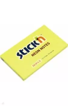 Блок для записей самоклеящийся (100 листов, 76x127 мм, неон желтый) (21135)