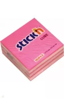 Блок для записей самоклеящийся (250 листов, 51x51 мм, неон+пастель, малиновый-розовый) (21338)