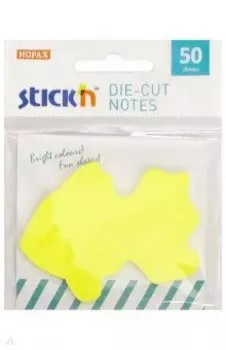 Блок для записей самоклеящийся 50 листов, желтый золотая рыбка (21777)