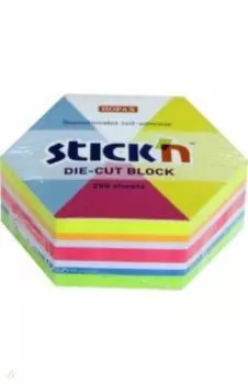 Блок для записей самоклеящийся "Гексагон", неоновые цвета, 61x70 мм, 250 листов (21827)