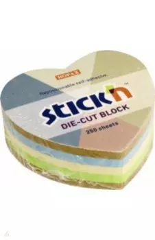Блок для записей Сердце, самоклеящийся, 250 листов, офсет, крафт, в ассортименте