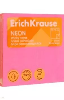 Блок самоклеящийся бумажный Neon, 100 листов, розовый