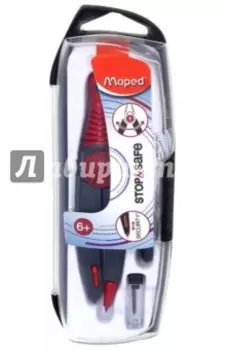 Циркуль с пластиковыми штангами и грифелем "Stop&safe", ассортимент (192511)