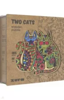 Деревянный пазл с двухслойной крышкой Два Кота, 185 деталей