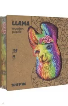 Деревянный пазл с двухслойной крышкой Лама, 168 деталей
